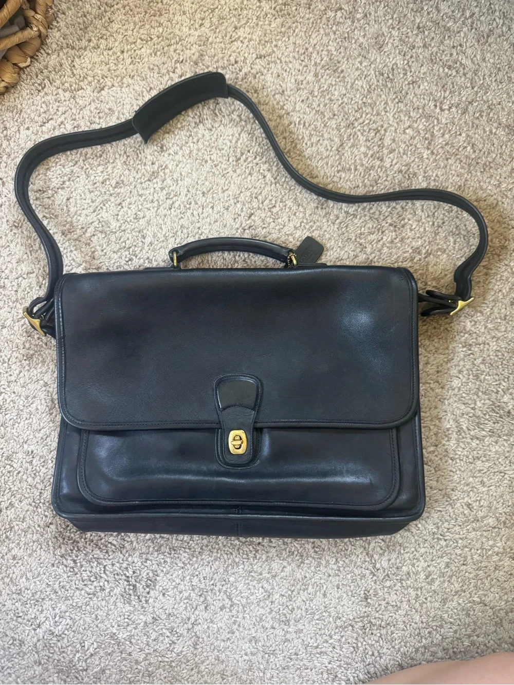 Vintage Coach Black Leather Metropolitan Briefcase ft. in Devil Wears Prada 2